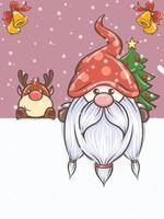 schattige kabouterillustratie met hertenkerstmis vector