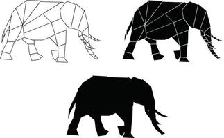 olifant logo set. olifant geometrische lijnen silhouet geïsoleerd op een witte achtergrond. vintage vector ontwerp element illustratie set