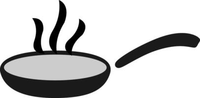 sissend elegantie geïsoleerd illustratie van een zwart gips ijzer frituren pan Aan wit achtergrond vector