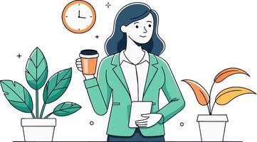 zakenvrouw met koffie illustratie ontwerp vector