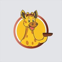 giraffe hoofd cirkel label met ontspannen glimlach expressie vector