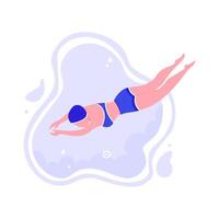 zwemmen sport- vrouw karakter vlak illustratie vector