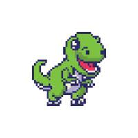 pixel kunst 8 beetje tekenfilm t rex tyrannosaurus dinosaurus karakter pixelatie vector