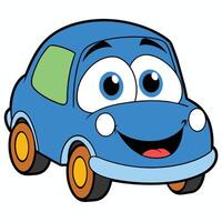 blauw auto emoticon grappig auto gezicht karakter glimlacht pictogrammen illustratie vector