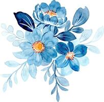 blauw bloemen waterverf boeket vector