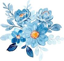 blauw bloemen waterverf boeket vector