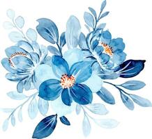 blauw bloemen waterverf boeket vector