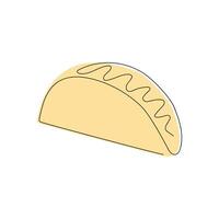 taco's getrokken in een doorlopend lijn in kleur. een lijn tekening, minimalisme. illustratie. vector