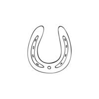 hand getekend Lucky hoefijzer. traditioneel Lucky talisman van hoefijzer, hoef paard schetsen, western element, illustratie geïsoleerd Aan wit achtergrond vector