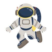 schattig astronaut zweven in ruimte. comics astronaut illustratie vector