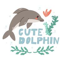 schattig dolfijn . baby dier concept illustratie voor kinderkamer, karakter voor kinderen.marine dieren, onder zee vector