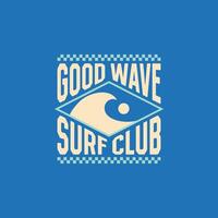 wijnoogst surfen logo ontwerp sjabloon voor surfen club, surfen winkel, surfen koopwaar vector
