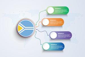 Tuva-vlag met infographic ontwerp geïsoleerd op stip wereldkaart vector