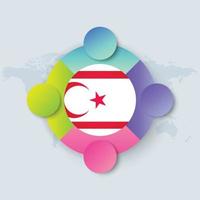 Vlag van de Turkse Republiek Noord-Cyprus met infographic ontwerp geïsoleerd op wereldkaart vector