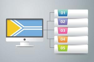 tuva-vlag met infographic ontwerp opnemen met computermonitor vector
