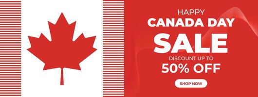 Canada dag uitverkoop web spandoek. gelukkig Canada onafhankelijkheid dag mega groot uitverkoop banier achtergrond illustratie. Canada dag weekend Promotie korting spandoek. eerste van juli vakantie speciaal aanbod sjabloon vector