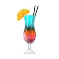 blauw Curacao cocktail. alcoholisch drankje, hand- getrokken in tekenfilm stijl. vector