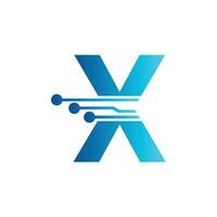 X brief tech logo, eerste X voor technologie symbool vector