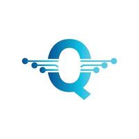 q brief tech logo, eerste q voor technologie symbool vector