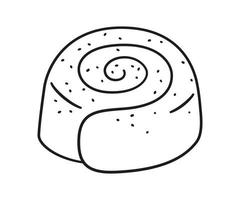 kaneelbroodje met suiker. swirl kanelbulle broodje. traditioneel dessert in scandinavië en noord-amerika. hand getrokken geïsoleerde vectorillustratie op witte achtergrond vector