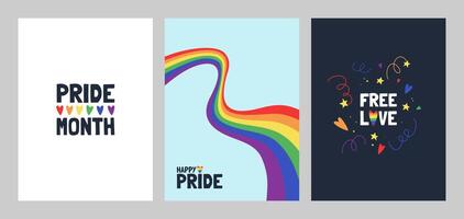 reeks van groet kaarten voor trots maand. lgbtq illustratie. groet kaart, poster, spandoek. vector