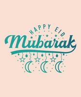 gelukkig eid mubarak typografie ontwerp licht helling effect vector