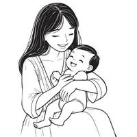 gelukkig moeders dag lijn kunst illustraties voor kleur boek, kinderen boek. vector