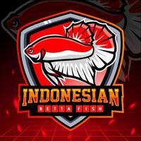 Indonesisch vlag betta vis mascotte. esport logo ontwerp vector