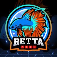 halve Maan betta vis mascotte. esport logo ontwerp vector