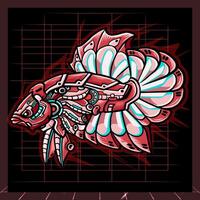 betta vis mecha robot mascotte. esport logo ontwerp vector