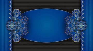 blauw achtergrond, met goud mandala ornamenten vector