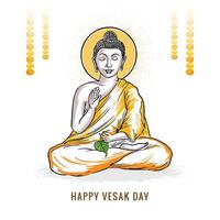 vesak dag traditioneel budha schetsen kaart achtergrond vector