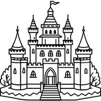 Koninklijk kasteel schets illustratie digitaal kleur boek bladzijde lijn kunst tekening vector