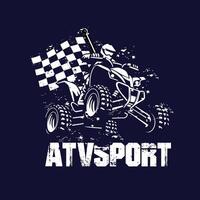 atv sport en vlag met zwart achtergrond vector