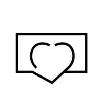 hart liefde flirt bericht brief lijn icoon ontwerp vector