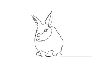konijn schattig dier een lijn kunst ontwerp vector