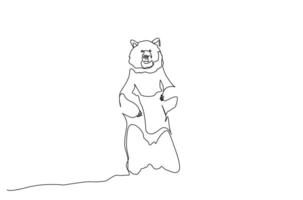 groot beer dier gevaarlijk leven in natuur een lijn kunst ontwerp vector