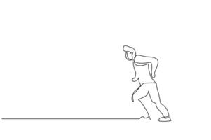 Mens sportman jogging aan het doen sport- levensstijl een lijn kunst ontwerp vector