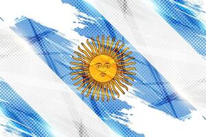 Argentinië vlag in grunge borstel verf stijl met halftone en gloeiend licht Effecten. Argentijns vlag in grunge concept vector