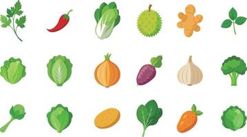 fruit en groenten reeks vlak icoon illustratie vector