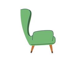 groen fauteuil Scandinavisch geïsoleerd Aan wit achtergrondvoor de interieurs van kamers. illustratie vlak stijl vector