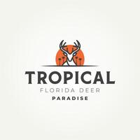 minimaal tropisch Florida hert lijn kunst icoon logo sjabloon illustratie ontwerp vector