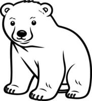 zwart en wit tekenfilm illustratie van beer dier voor kleur boek vector