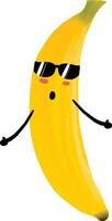 hand- getrokken illustratie, een grappig banaan met bril. perfect voor voedsel logo, t-shirt, grappig karakter karton, icoon vector
