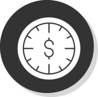 tijd is geld glyph grijs cirkel icoon vector