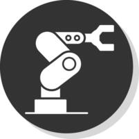 industrieel robot glyph grijs cirkel icoon vector