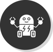 cyborg glyph grijs cirkel icoon vector