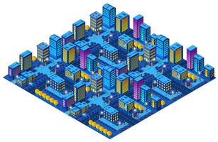 isometrische 3d illustratie van het stadsdeel met huizen vector