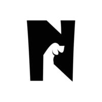 n brief met een negatief ruimte hond logo vector