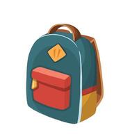 school- rugzak in kleurrijk tekenfilm stijl. geïsoleerd element Aan wit achtergrond. symbool van studie en mode. illustratie vector
